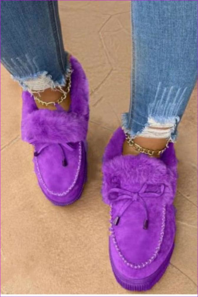 Winter Thick-soled Warm Fur Cotton Shoes Loafers F1565 - Furdela