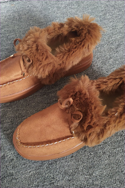 Winter Thick-soled Warm Fur Cotton Shoes Loafers F1565 - Furdela