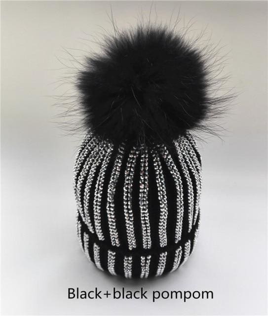 Winter Warm Fur Pom pom Knitted Hats - Furdela Wholesale