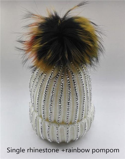 Winter Warm Fur Pom pom Knitted Hats - Furdela Wholesale