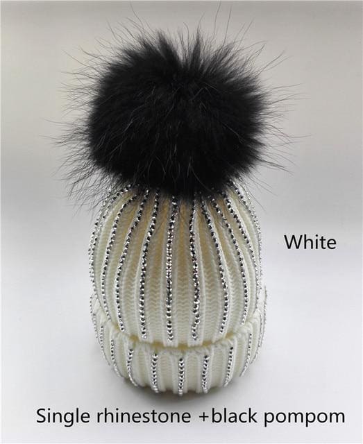 Winter Warm Fur Pom pom Knitted Hats - Furdela Wholesale