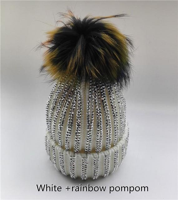 Winter Warm Fur Pom pom Knitted Hats - Furdela Wholesale