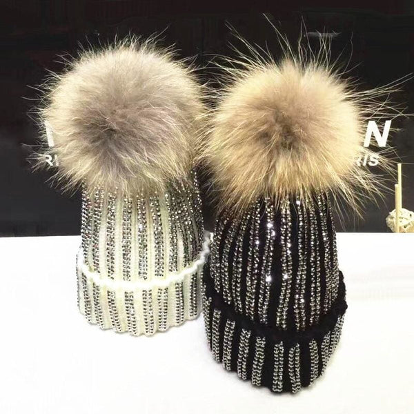 Winter Warm Fur Pom pom Knitted Hats - Furdela Wholesale