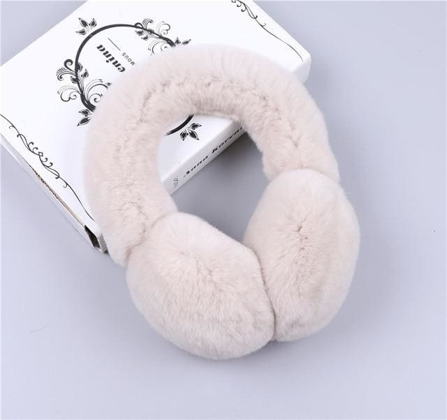 Winter Warm Rex Rabbit Fur Fur Earmuffs - Furdela Wholesale