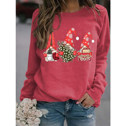 Women's Sweatshirt Pullover Active Streetwear Christmas Print Black Pink Yellow Santa Claus Christmas Tree Gnome Christmas Gifts Crew Neck Long Sleeve Cotton S M L XL XXL PC101