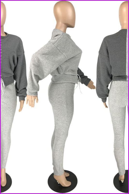 Women Sweatshirt Sweatpants Tracksuit Two Piece Set F1239 - Furdela