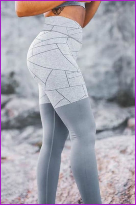 Workout Sports Clothes Geometric Patchwork Pants DE134 - Furdela