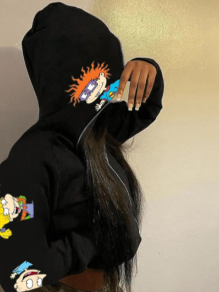 Plus Size Cartoon Letter Print Drawstring Sweatpants AT9018