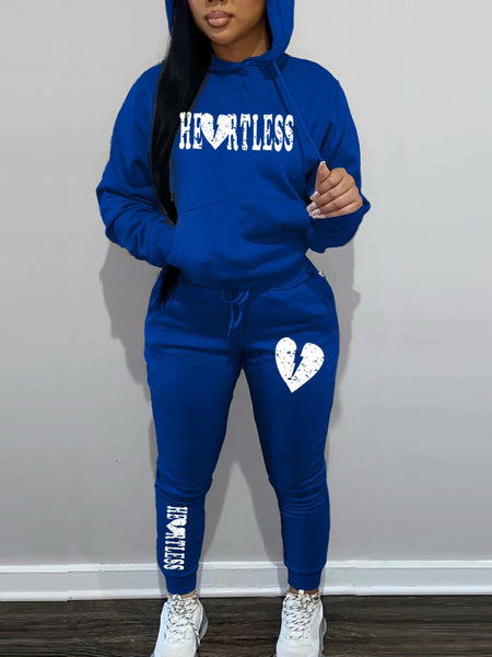 Broken Heart Letter Print Tracksuit Set AR5047