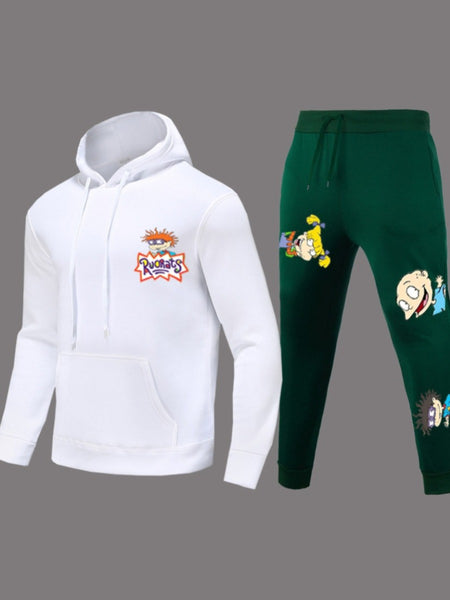 Plus Size Cartoon Letter Print Drawstring Sweatpants AT9018