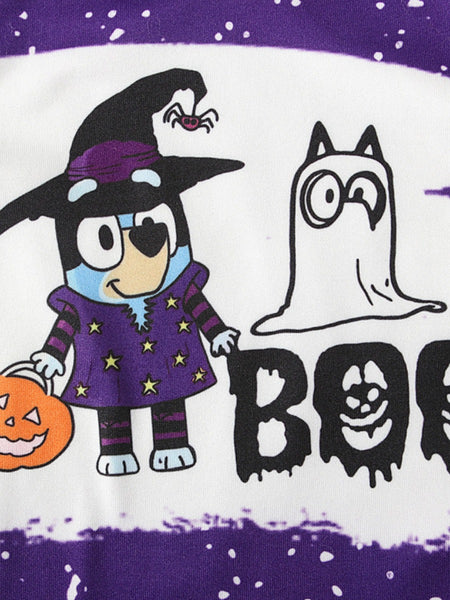 COTTON Girl Cartoon Letter Print Flared Pants Set AR7090