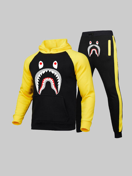 Men Cartoon Print Kangaroo Pocket Tracksuit Set AR7085