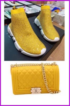 Yellow Jelly Shoulder Bag And Sneakers Set - Furdela