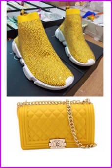 Yellow Jelly Shoulder Bag And Sneakers Set - bronxriverempiregardens