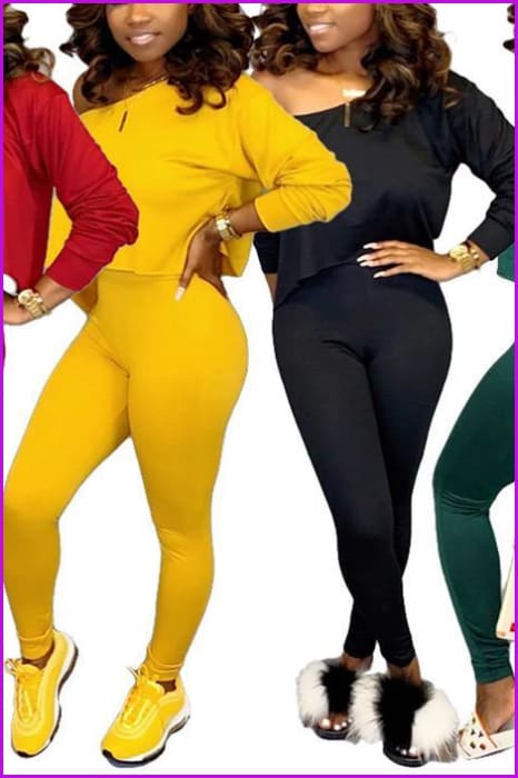 Yellow/Red/Black/Green 2Pcs Lady Clothing Set F353 - Furdela