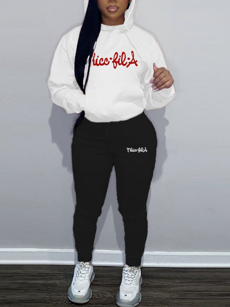 Plus Size Letter Print Kangaroo Pocket Tracksuit Set AR7078