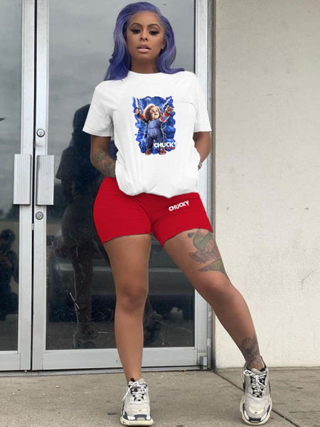 Drawstring Print Regular Two-piece Pants Set AT8053