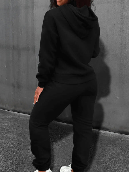 Essentials Letter Print Kangaroo Pocket Oversized Tracksuit Set AR5073