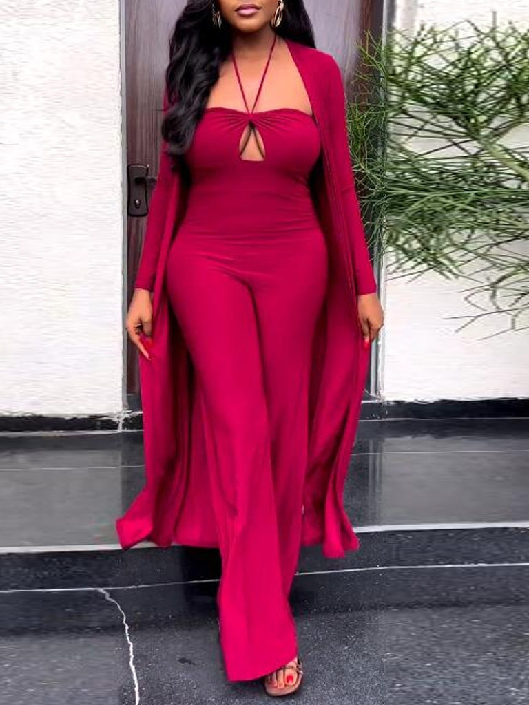 Plus Size Off The Shoulder Cut Out Jumpsuit Set BO2133