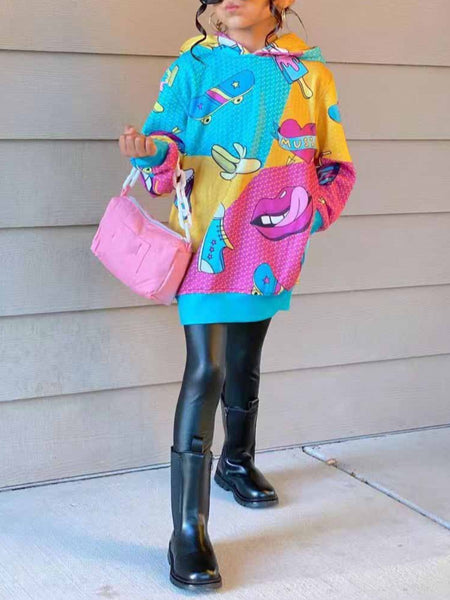 Girl Hooed Collar Cartoon Print Hoodie AC2061