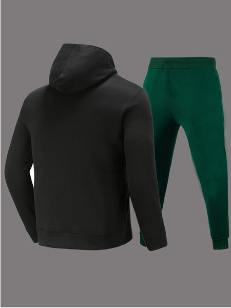 Racing Car Letter Print Kangaroo Pocket Tracksuit Set AR70100