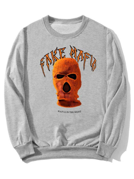 Plus Size Masked Face Letter Print Sweatshirt AC2067